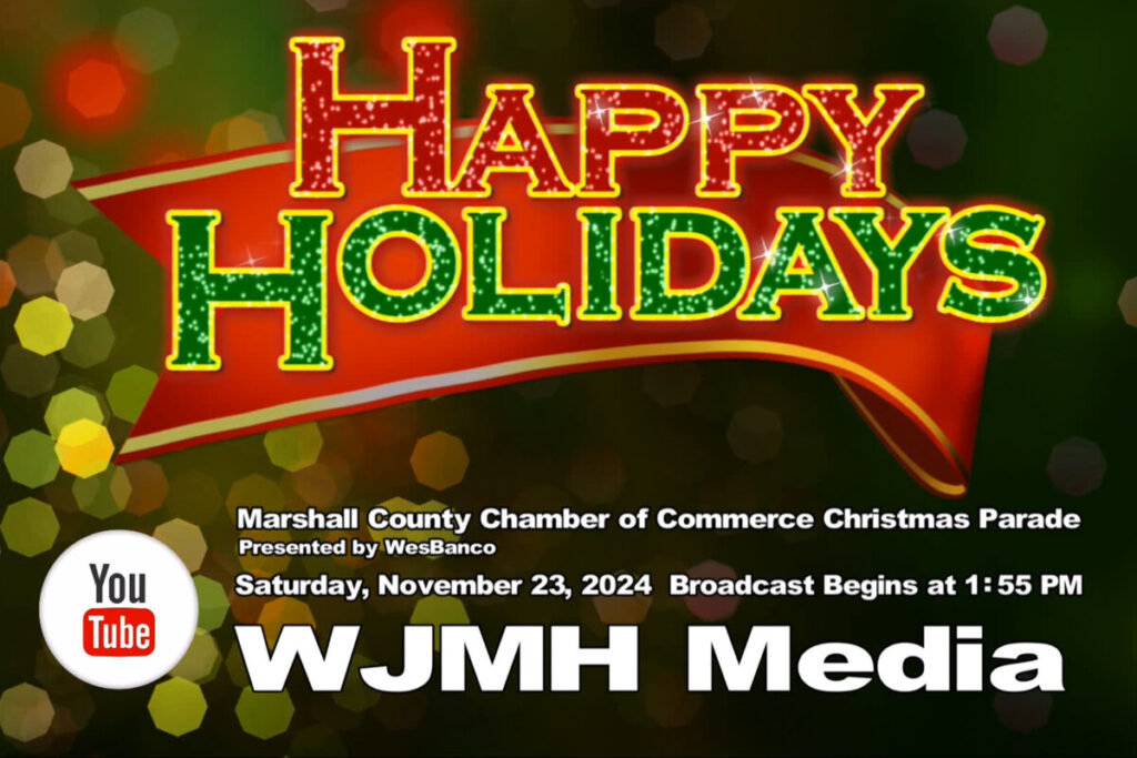 Saturday, November 23, 2024, at 1:55 pm, WJMH Media will provide a live stream of the 54th annual Marshall County Chamber of Commerce Christmas Parade via its YouTube channel. 